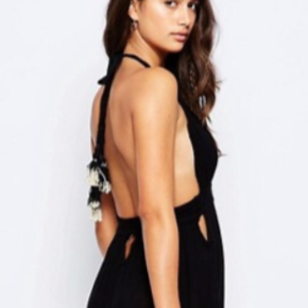 Black Halter Maxi DRESS Look Into The Sun S M L XL - Picture 2 of 2